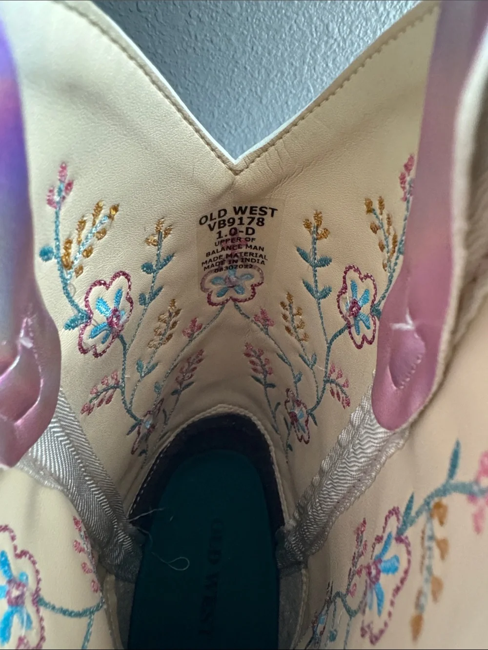 Girls Old West Pink Floral Embroidered Kids' Cowgirl Boots